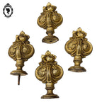 2 paires d’embouts de rideau anciens ornementations rose feuillage Art déco bronze doré