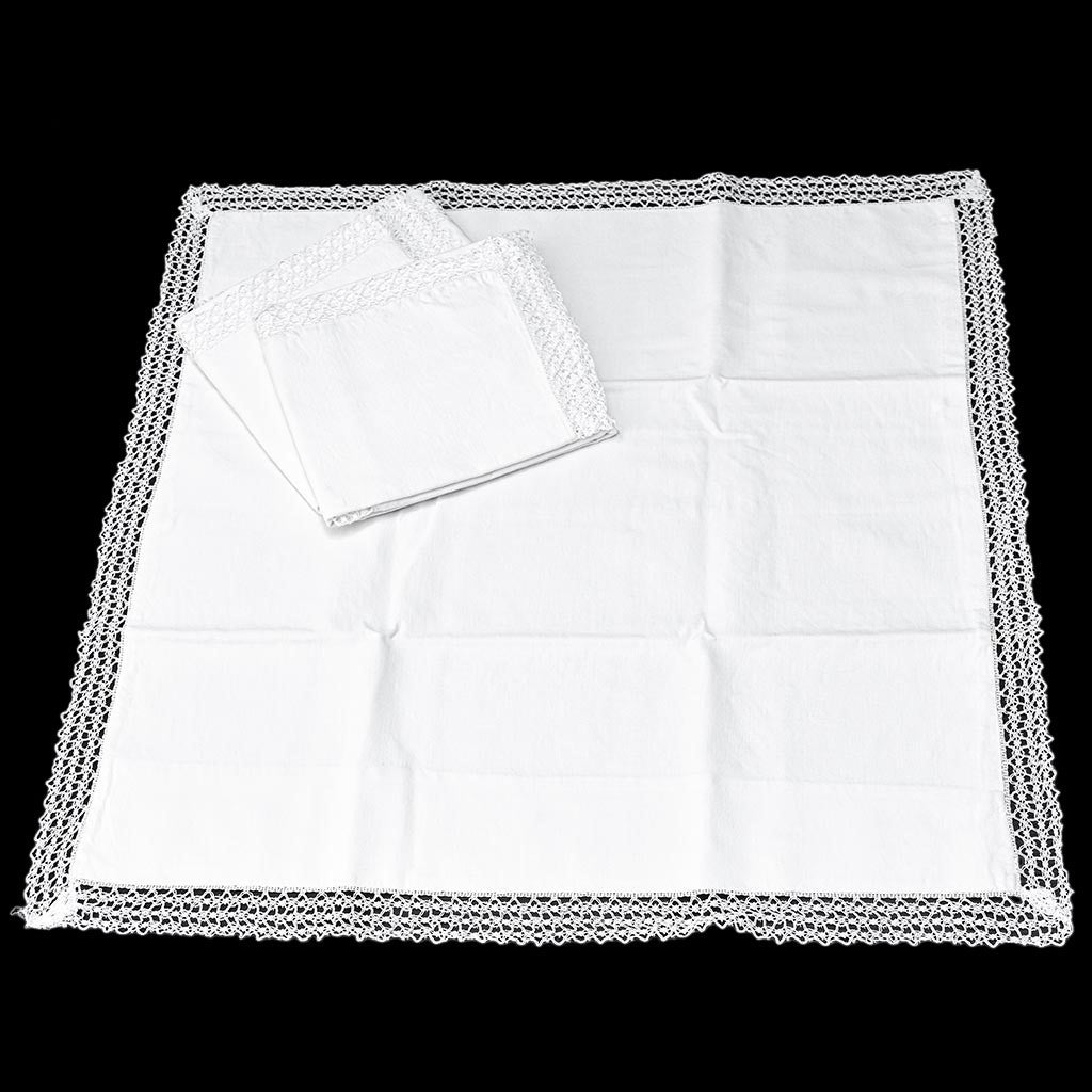 3 taies d’oreiller blanches pourtour dentelle crochet 63 x 60 anciennes