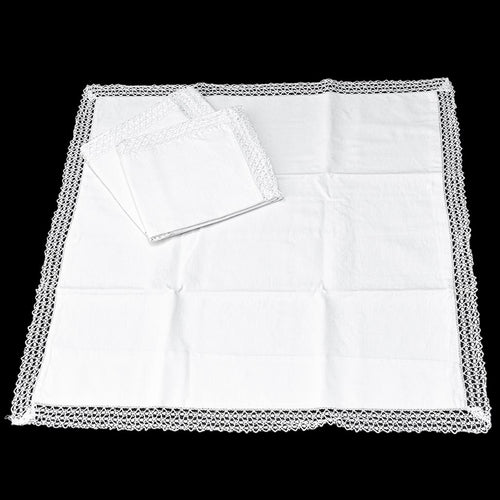 3 taies d’oreiller blanches pourtour dentelle crochet 63 x 60 anciennes
