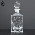 Belle carafe motif végétal en cristal avec bouchon rond vintage