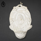 Bénitier Christ Art nouveau en porcelaine blanc HB Choisy ancien