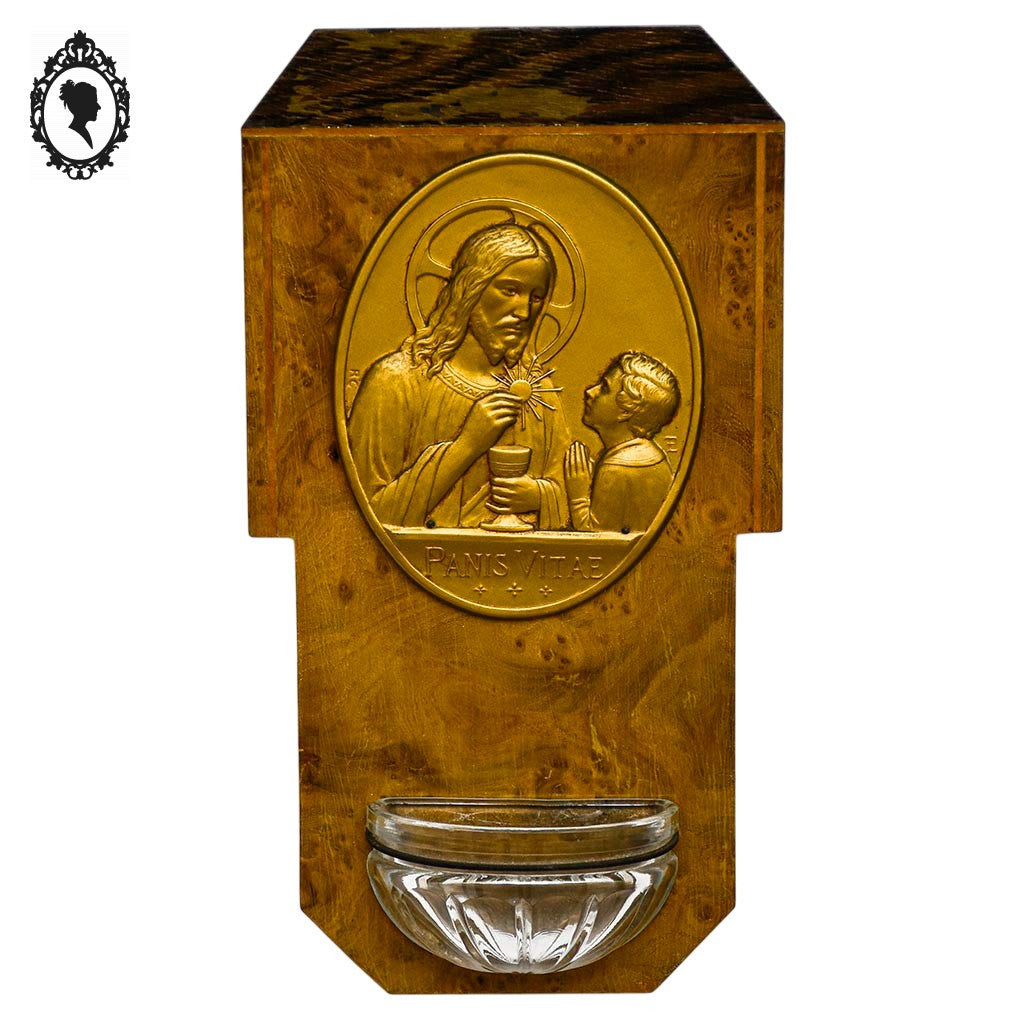 Bénitier christ Panis Vitaé en bois vintage