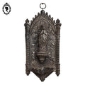Bénitier en métal régule gris vierge Marie Lourdes vintage ancien