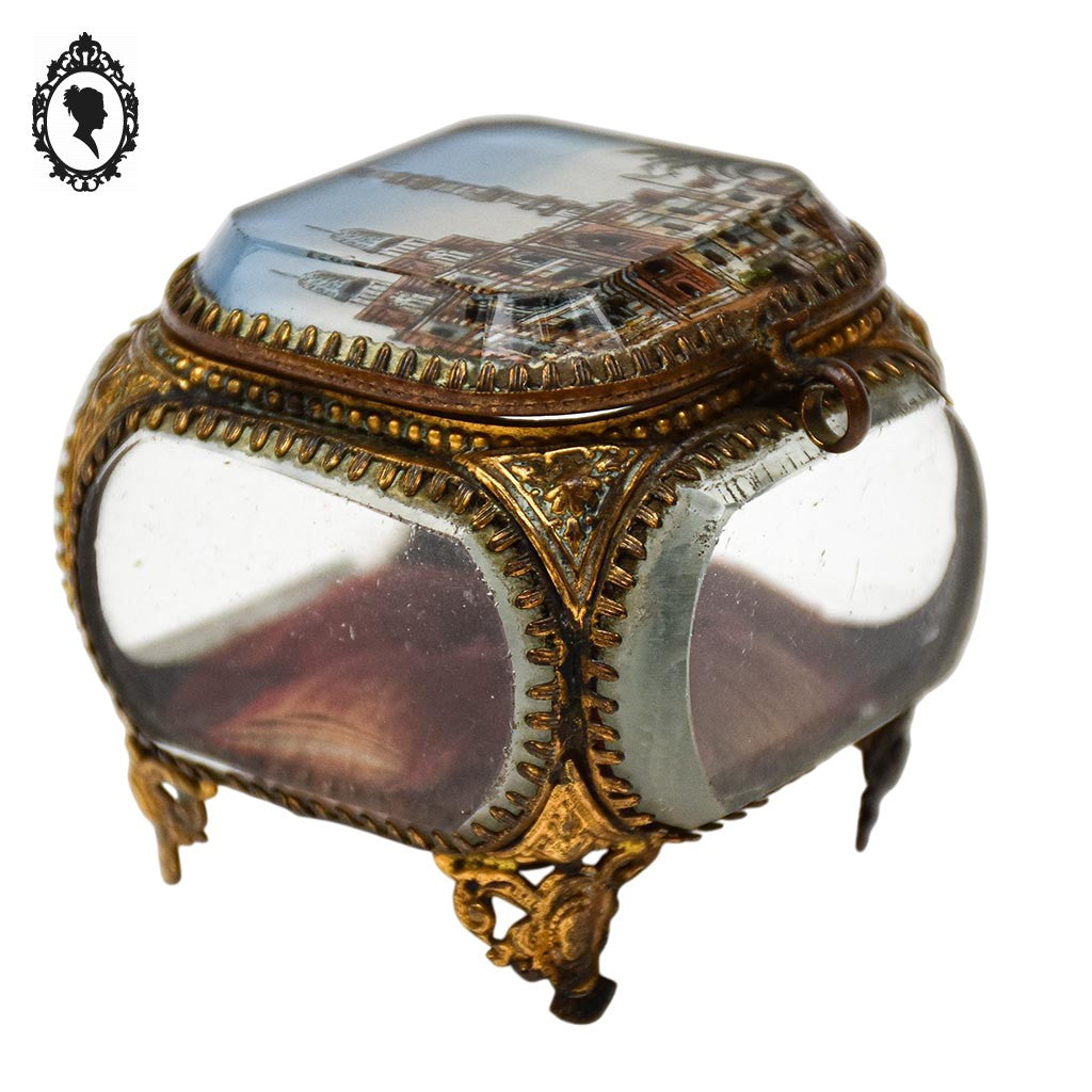 Boite à bijoux coffret 5 verres biseautés Napoléon III Le Caire ancien