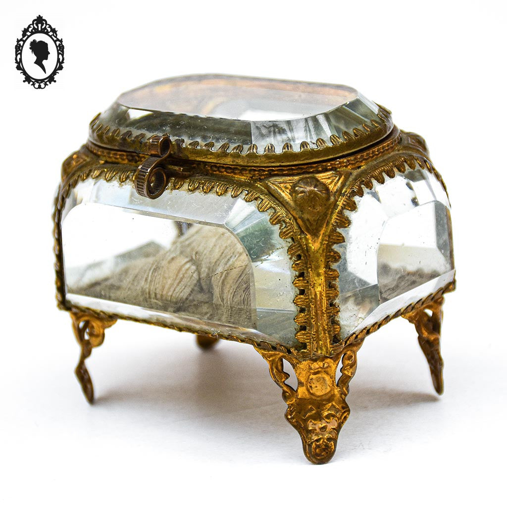 Boite à bijoux coffret 5 verres biseautés Napoléon III ancienne