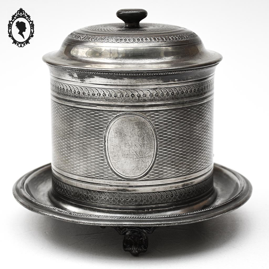 Boite à biscuits friandises tabacs en métal gris ou argenté ancienne