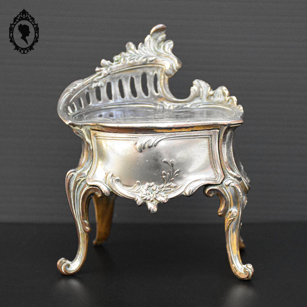 Boite ou coffret à bijoux métal argenté forme commode 1 tiroir ancienne