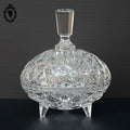 Bonbonnière drageoir poignée pointue en cristal blanc ciselé trépied vintage