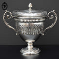 Bonbonnière drageoir sucrier piédouche en métal argenté et cristal ancien