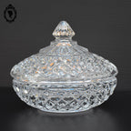 Bonbonnière en cristal blanc taillée H 11 cm vintage
