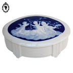 Bonbonnière signée Limoges boîte porcelaine blanche bleu anges