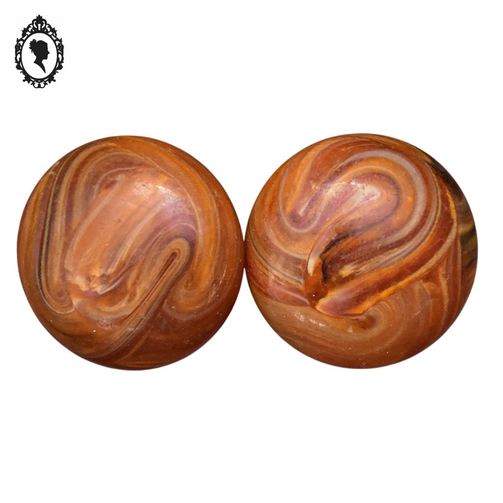 Boucles d’oreilles clips résine marron camel vintage
