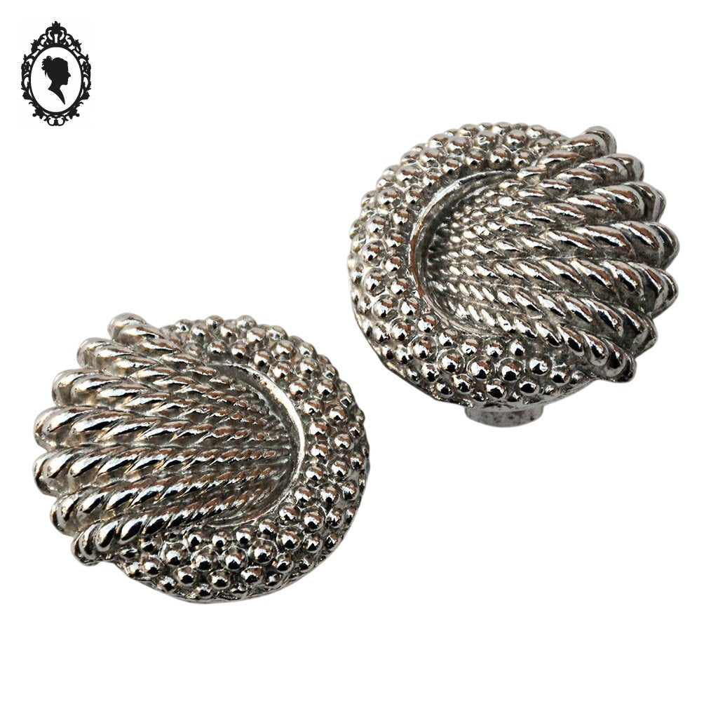 Boucles d’oreilles métal gris croissant de lune vintage