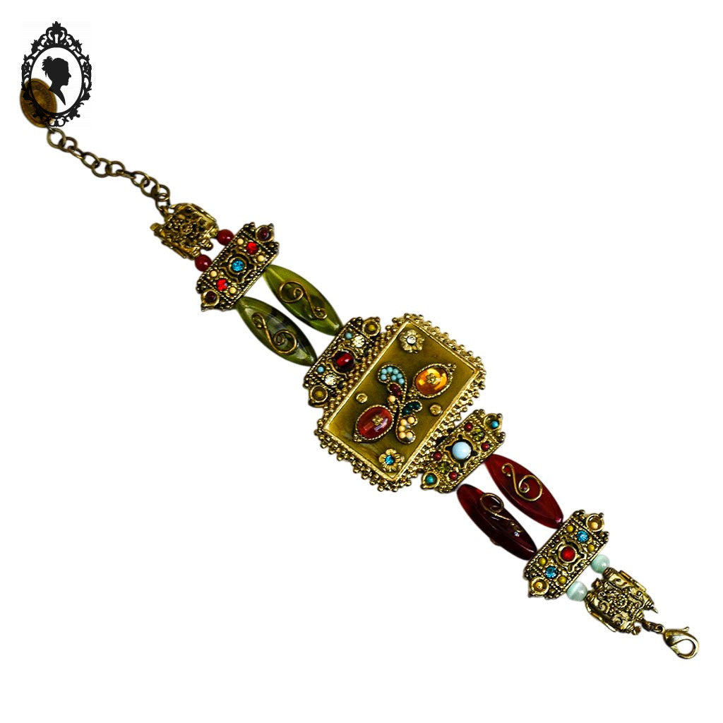Bracelet Les gens du sud coloré doré rouge vert orange vintage