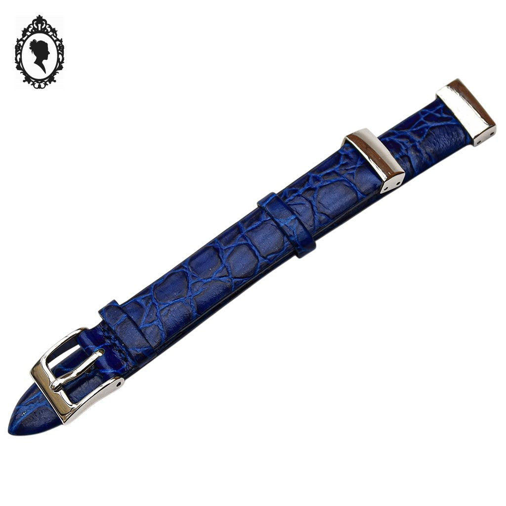 Bracelet de montre bleu femme cuir croco 12 mm ML Genuine leather vintage neuf