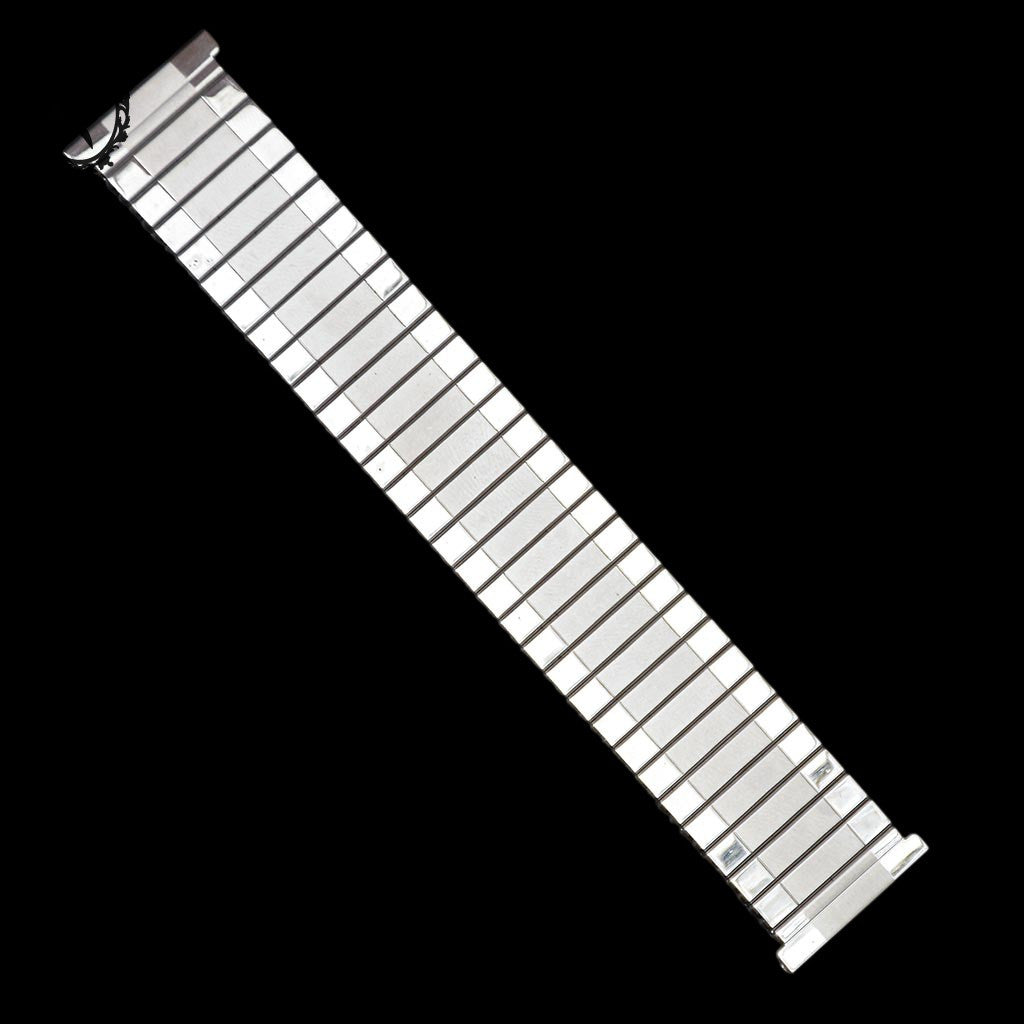 Bracelet de montre métal gris acier inoxydable extensible 18 mm vintage neuf