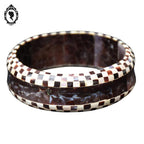 Bracelet jonc damier nacre marron beige vintage
