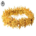 Bracelet jonc manchette articulé soleil doré Boucher vintage