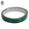 Bracelet vert pierre malachite extensible étirable rond semi rigide vintage