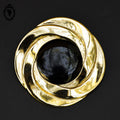 Broche Arpège de Lanvin ronde noire et doré bijou vintage