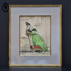 Cadre illustration lithographie Deveria encadré Les heures de la Parisienne H 43 x 37 cm