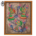 Cadre souvenir Mexique oiseaux fluo 54 x 45 cm vintage