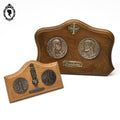 Cadres religieux vierge Marie et Jésus Lourdes Jérusalem médailles sur bois à poser vintage