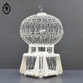 Cage oiseau blanche métal et bois ancienne H 40 cm