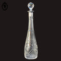 Carafe à liqueur ancienne verre avec bouchon diamant taillé cristal monture argent