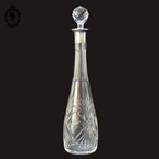Carafe à liqueur ancienne verre avec bouchon diamant taillé cristal monture argent