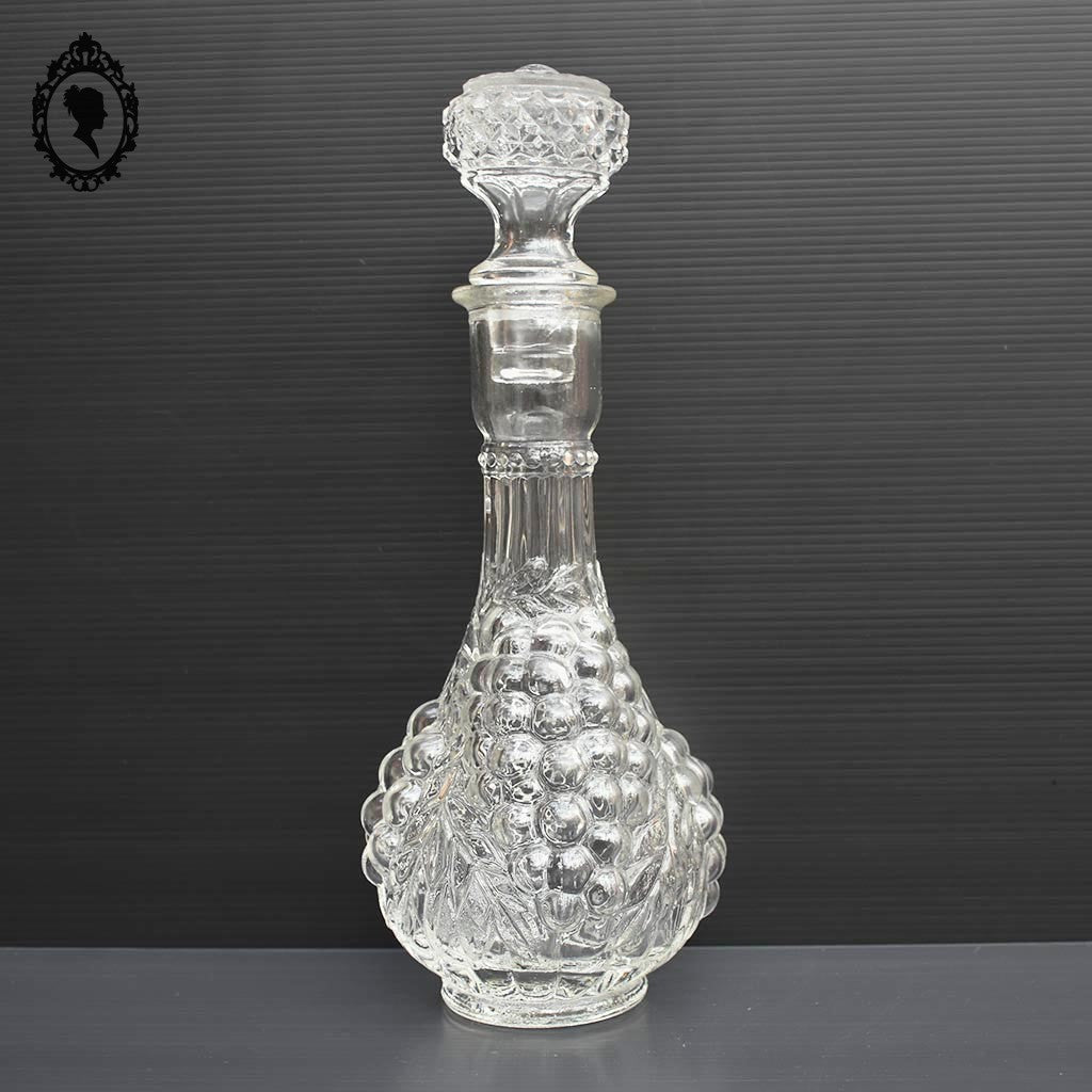 Carafe forme grappe de raisin en verre blanc avec bouchon vintage