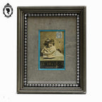 Carte postale petite fille 1900 joliment encadré gris et bleu objet unique