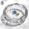 Cendrier Bohemia crystal blanc épais rond ciselé vintage