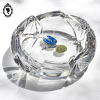 Cendrier Bohemia crystal blanc épais rond ciselé vintage