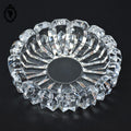 Cendrier en cristal ciselé blanc épais rond D 16 cm vintage