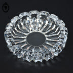 Cendrier en cristal ciselé blanc épais rond D 16 cm vintage