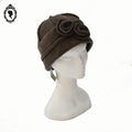 Chapeau femme polaire marron clair fleur NEUF Taille M 57 cm