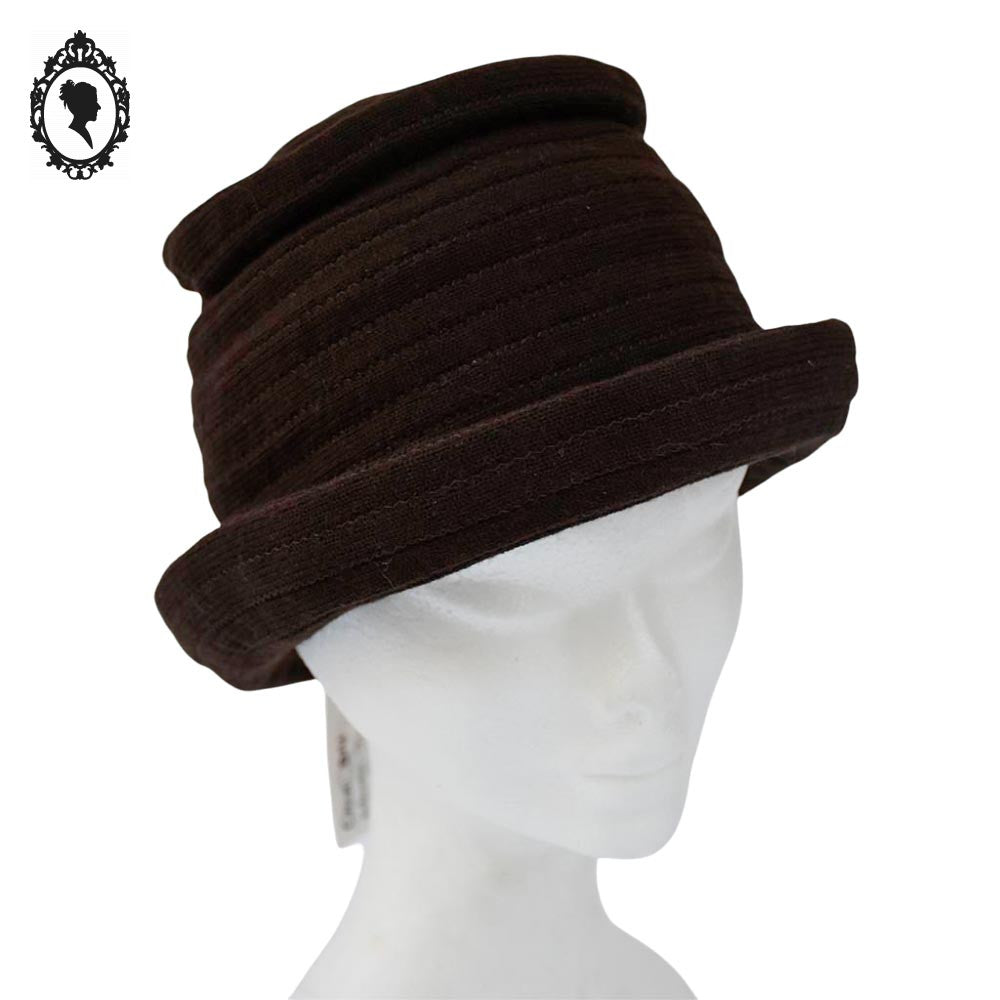 Chapeau marron hiver bonnet forme cloche pour femme NEUF S 55 cm