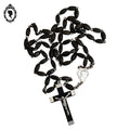 Chapelet rosaire Lourdes noir en perles allongées forme grain de riz objet religieux