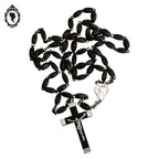 Chapelet rosaire Lourdes noir en perles allongées forme grain de riz objet religieux