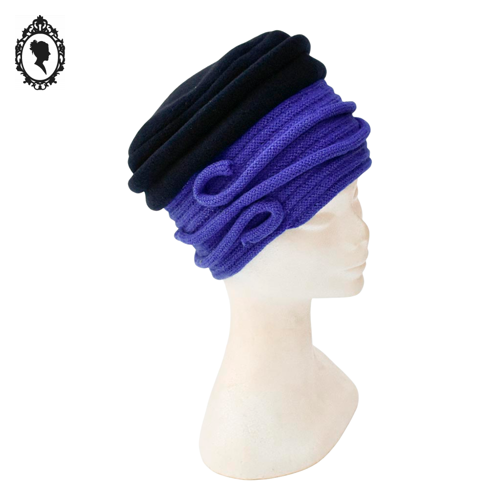 Chic Chapeau bonnet bleu enfant polaire forme cloche Tout en tête NEUF Taille 46 cm