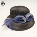 Chic Chapeau femme cérémonie bleu marine JOA NELL sisal paille NEUF Taille S ou 55 cm