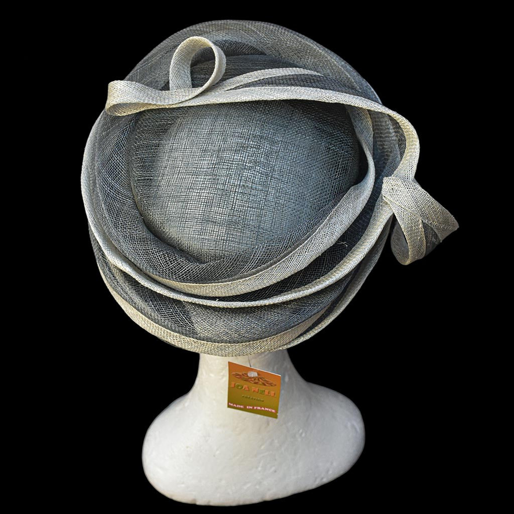 Chapeau femme cérémonie gris JOA NELL sisal paille NEUF Taille S ou 55 cm