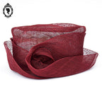 Chapeau femme cérémonie rouge bordeaux JOA NELL sisal paille NEUF Taille S ou 55 cm
