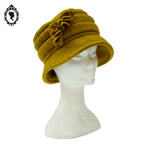 Chic Chapeau femme polaire vert jaune forme cloche NEUF Taille S M 55 - 56 cm