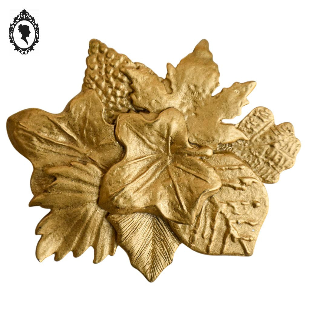 Chic broche dorée feuille feuillage Agatha Paris vintage