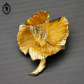 Chic broche fleur rose métal doré Ch. Dior Germany H 5 cm bijoux vintage