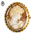 Chic camée broche pendentif en or jaune 18 carats orange blanc doré