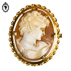 Chic camée broche pendentif en or jaune 18 carats orange blanc doré