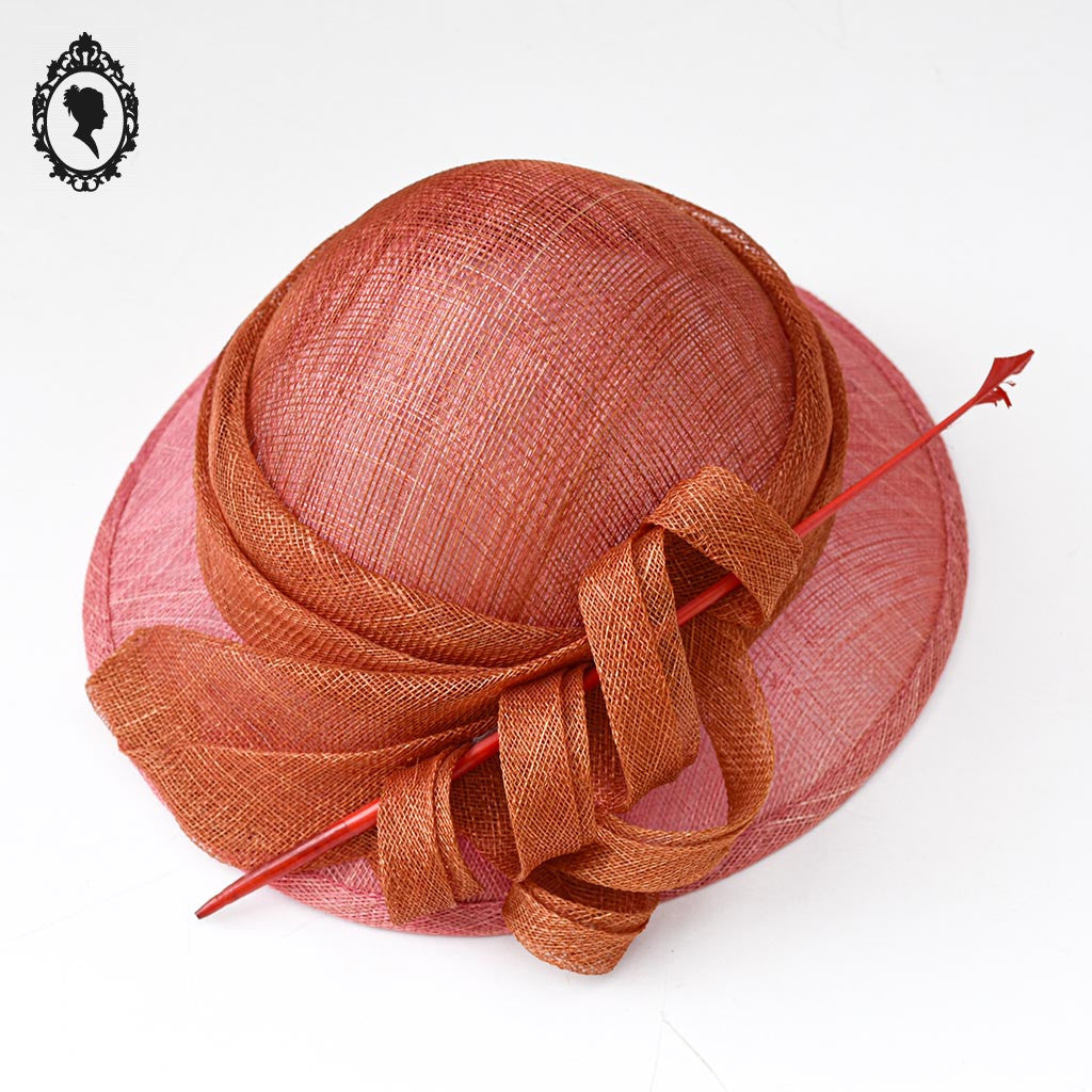 Chic chapeau fille enfant cérémonie rose orange 55 cm Taille S Neuf
